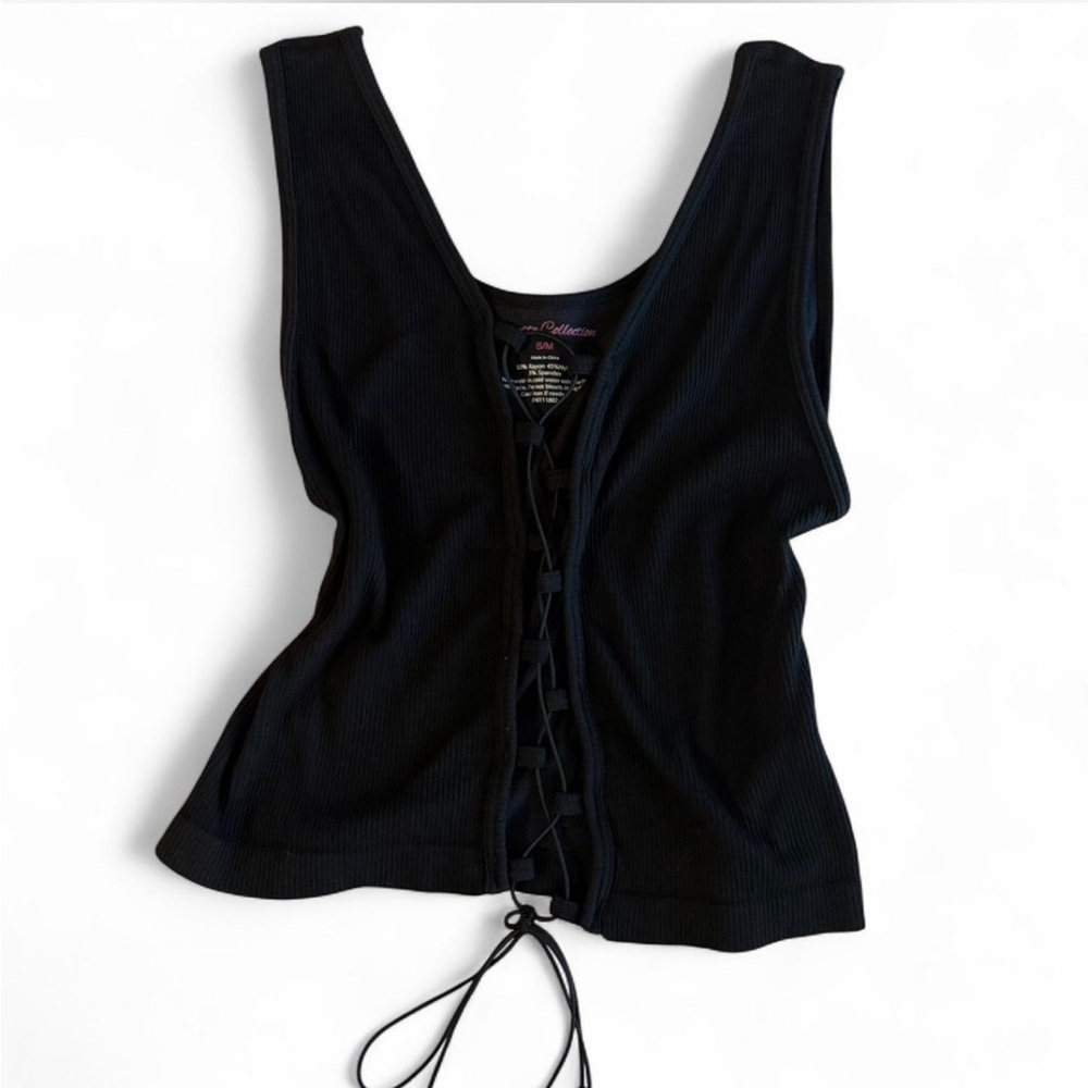 Black Lace-Up Women's Top